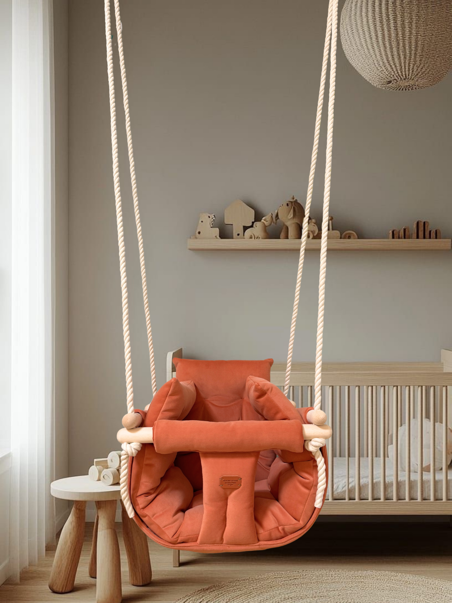 Premium Coral Orange Schaukel - Handgefertigte Schaukel