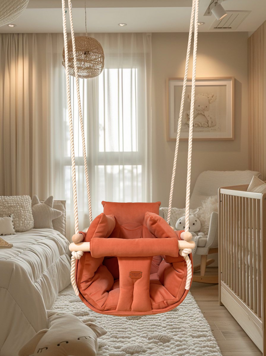 Premium Coral Orange Schaukel - Handgefertigte Schaukel
