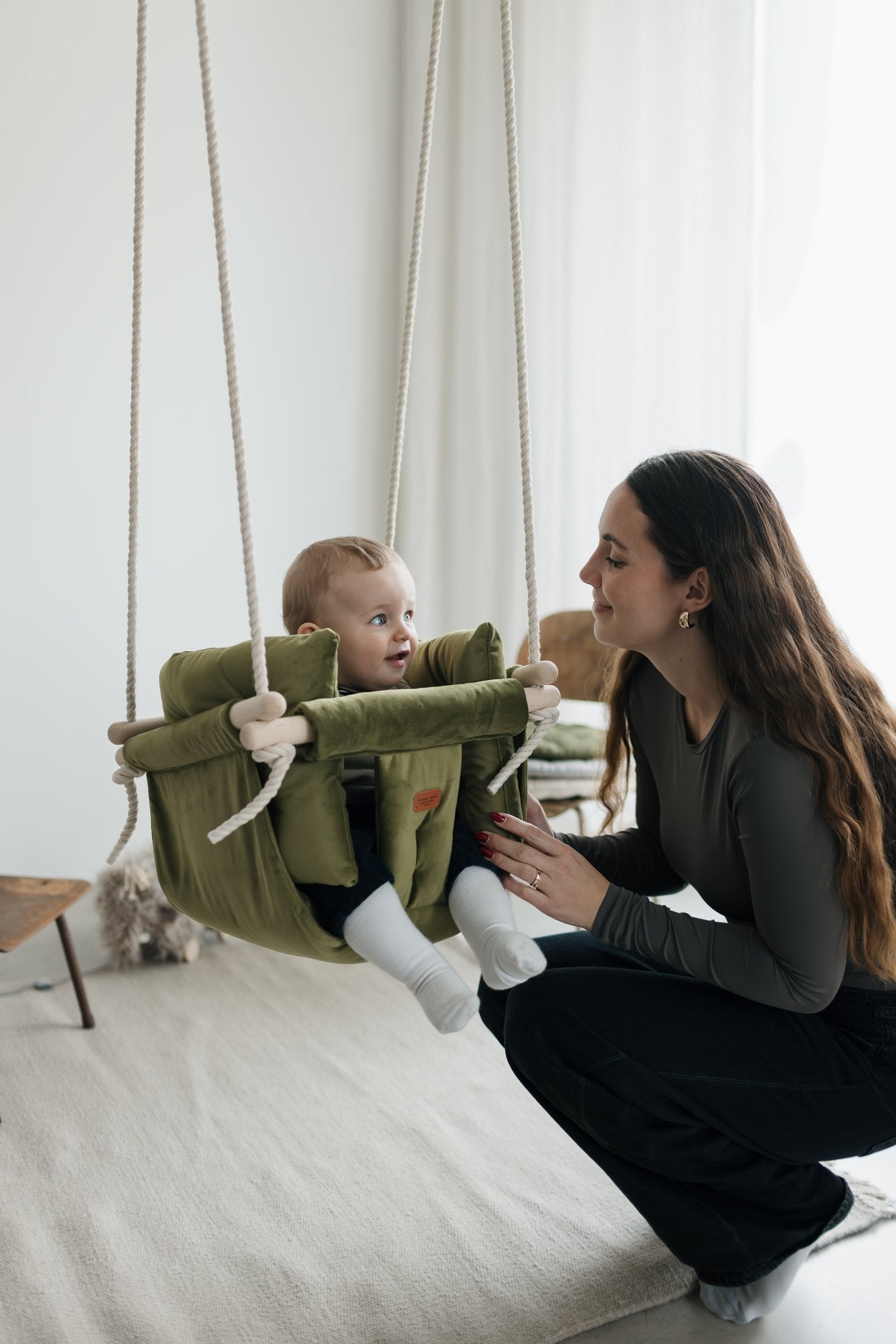 Premium Olive Green Schaukel - Handgefertigte Schaukel